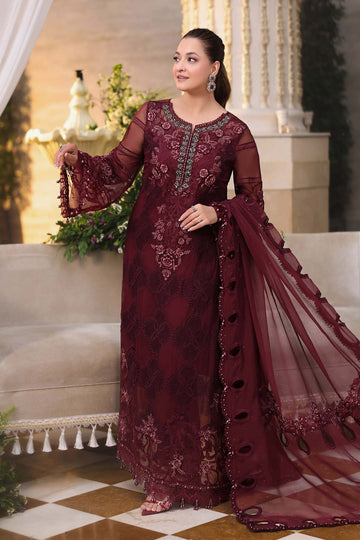 3 Piece Stitched Embroidered Chiffon Suit (Inspired)